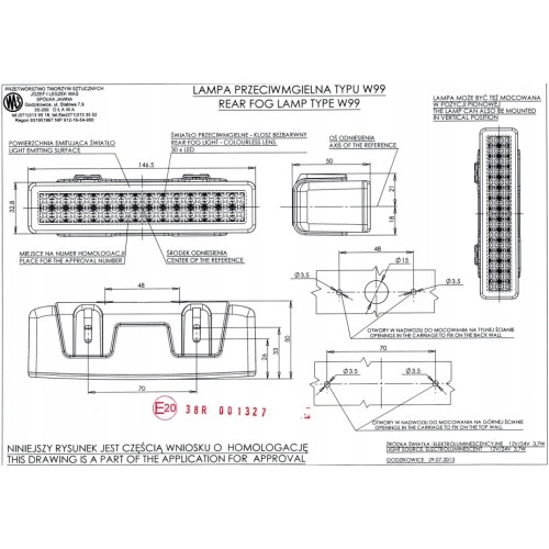 LAMPA PRZECIWMGIELNA 12-24V LED WAŚ 748