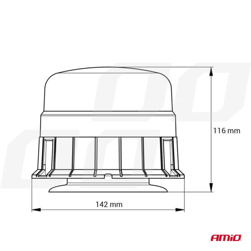 LAMPA BŁYSKOWA OSTRZEGAWCZA KOGUT 12V-24V LED MAGNES AMIO 01500