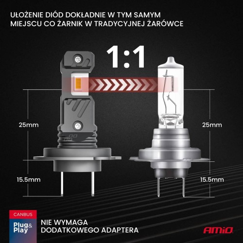 ŻARÓWKI H7 LED HYBRID CAMBUS 60W AMIO 04115