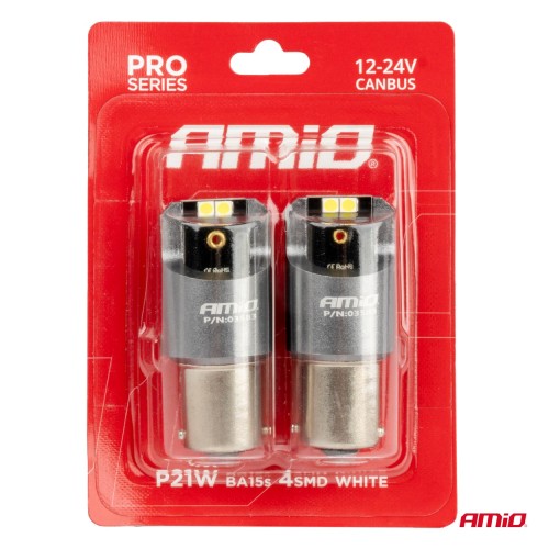 ŻARÓWKI 12/24V P21W BA15S LED CANBUS PRO 4x3030 SMD AMIO