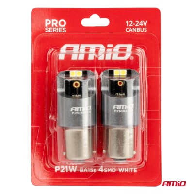 ŻARÓWKI 12/24V P21W BA15S LED CANBUS PRO 4x3030 SMD AMIO