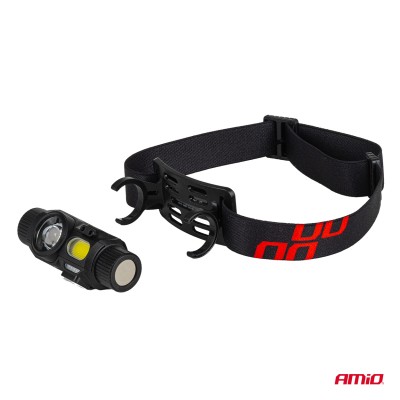 Latarka czołowa akumulatorowa z czujnikiem ruchu XPG+COB 1200mAh AMIO 04662