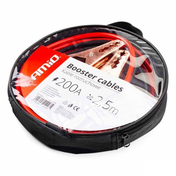 Kable rozruchowe do akumulatora 200A 2.5m AMiO-01339