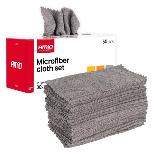 Zestaw ściereczek z mikrofibry AMiO 04492 mikrofibra 210GSM 30x30cm 50 szt. BOX