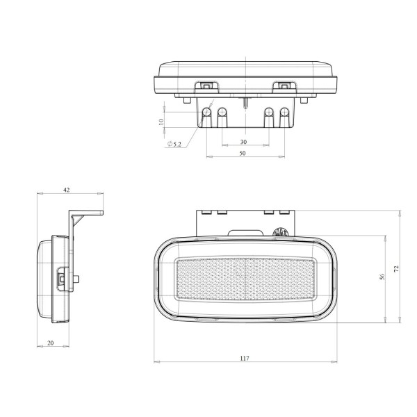 Lampa obrysowa boczna LED z kierunkiem WAŚ 1421 W199 12/24V
